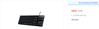 Clavier gaming mécanique G413 à 48,93€