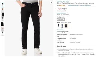 Tom Tailor Denim Piers Slim zwarte herenjeans voor €15 bij Amazon