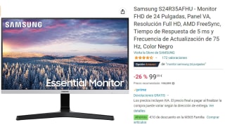 Monitor Samsung S24R35AFHU de 24 Pulgadas 5 ms, 75 Hz por 99,99€
