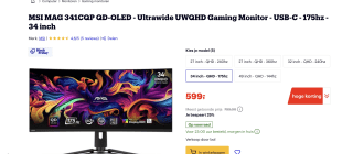MSI MAG 341CQP QD-OLED ultrawide gaming monitor voor €599