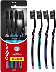 Escova Dental da Colgate, modelo Slim Soft Carvão com 4 unid - R$ 27,90