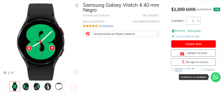 Samsung Galaxy Watch 4 40mm por $1,899 en Sanborns