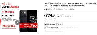OnePlus 10T 128GB Zwart voor €374,27 bij Aliexpress