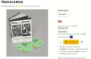Jethro Tull - Thick As A Brick (50th Anniversary Special Edition) voor €15 bij Bol.com