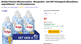 Robijn Classics Morgenfris/Passiebloem & Bergamot of Pink Sensation Wasverzachter 4 x 825ml, 132 wasbeurten voor €8,15 bij Bol