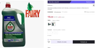 Lavavajillas Original Fairy 5 litros por 13,23€ (cuenta nueva por 7,93€)