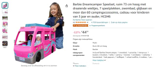 Barbie droomcamper voor €44,99 bij Amazon NL