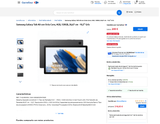 Samsung Galaxy Tab A8 4GB 128GB por 209€