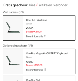 OnePlus Pad Halo Green 8 GB + 128 GB met gratis hoesje en keyboard voor €379,99
