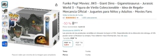 Funko Pop! Movies: JW3 Giant Dino Giganotosaurus por 8€