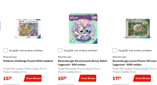 2 puzzels van Ravensburger voor €25 bij Bol