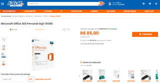 Pacote Office 365 Personal - Microsoft - R$ 85