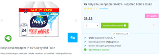 48 rollen Nalys vochtvangers keukenpapier voor €21,12 bij Plein