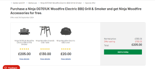 Ninja OG701UK Woodfire BBQ Grill & Smoker - £205