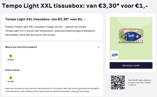 Tempo Original tissuebox + Tempo Light XXL tissuebox voor €1 dmv cashback