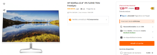 Monitor HP M24fwa 23.8" IPS FullHD 75Hz FreeSync por 139€