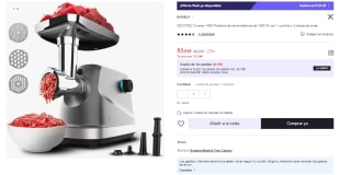 Cecotec Picadora de Carne Crusher 1400, 1360W de Potencia, Pica, Trocea y Corta, 3 Placas de corte, 1 Cuchilla Acero Inoxidable, 1,5Kg de Carne por minuto por 53.91€ (Cuenta Nueva 41.91€)