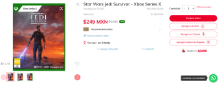 Star Wars Jedi Survivor Xbox por $249 | Descuento Sears