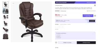 Sillón de Oficina Altura Ajustable Cuero Sintético por 39,99€