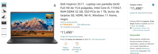 Descuento Amazon: Dell Inspiron 3511 15.6" i5-1135G7 32GB 1TB SSD por $11,490