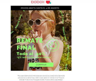 50% de rebajas y 5% extra para registrados y portes gratis