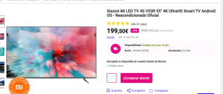 Reacondicionado - Xiaomi Mi LED TV 55" 4S V53R 4K por 199.50€