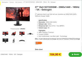 Dell 27 Gaming Monitor S2722DGM - LED-monitor voor €184,90 bij Proshop