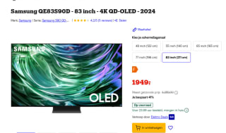 Samsung QE83S90D - 83 inch - 4K QD-OLED - 2024 voor €1.949 bij Bol
