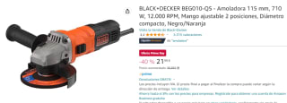 Black+Decker Amoladora de 710W con 12.000 RPM por 21,90€