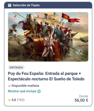 Puy du Fou España: Entrada al parque + Espectáculo nocturno El Sueño de Toledo desde 56€