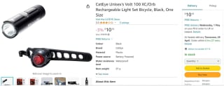 CatEye Volt 100 XC/Orb Rechargeable Light Set - £10.10