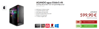 Agando Agua (Ryzen 5500, RX 6600, 16GB/512GB) voor €599,90 bij Agando