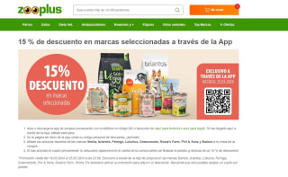 Descuento de -15% en marcas seleccionadas desde Zooplus