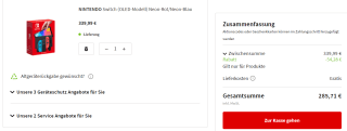 Nintendo Switch Console - OLED-model - Blauw / Rood voor €285,71 bij de Mediamarkt in Duitsland
