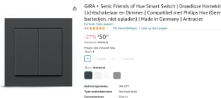 Senic Gira Friends of Hue Switch schakelaar voor €50,29 bij Amazon