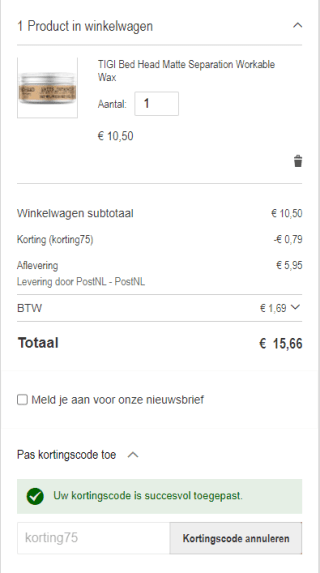 7,5% korting op alles bij Haarpro