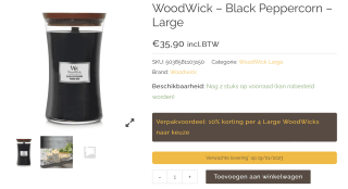 Verpakvoordeel: -10% op WoodWick