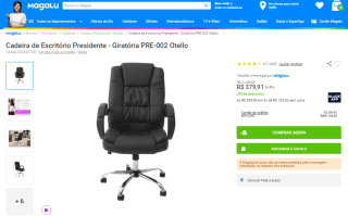 Cadeira de Escritório, modelo Presidente - R$ 379,91