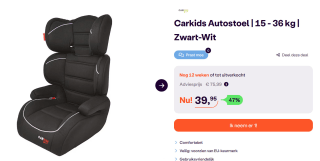 Carkids Verstelbaar Kinderautostoeltje Groep 2-3 voor €39,95 bij Ibood