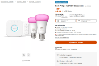 Pack PHILIPS HUE W&C Découverte à 199,99€