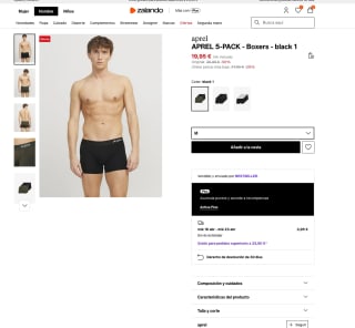 Pack 5 Boxers APREL Hombre Negros por solo 19,95€
