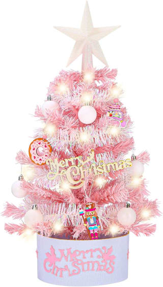 TIDEVAN 60cm árbol de Navidad rosa por 4,99€