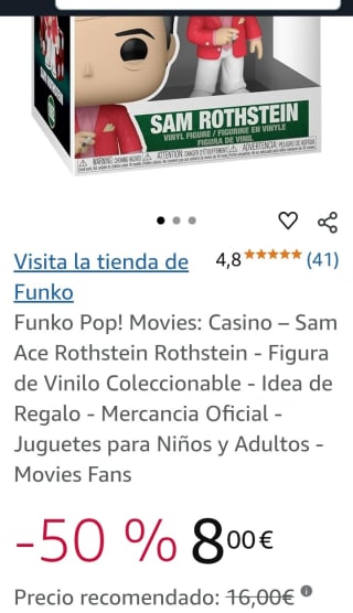 Funko Pop Movies Casino Sam Rothstein por 8€.