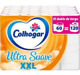 Colhogar Ultra Suave XXL 60 rollos papel higiénico por 22€.