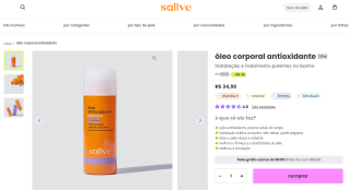 Óleo Corporal Antioxidante da Sallve de 120ml - R$ 34,90