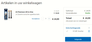 20% korting op geselecteerde Philips Sonicare opzetborstel bij Philips