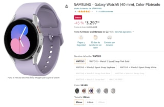 Samsung Galaxy Watch5 40mm por $3,297 en Amazon