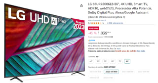 Televisor LG 86UR78006LB 86", 4K UHD, Smart TV, HDR10, webOS23, Procesador Alta Potencia, Dolby Digital Plus, Alexa/Google Assistant por 1039€