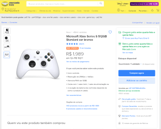 Console da Microsoft, modelo Xbox Series S de 512GB - R$ 1.989