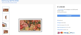 Samsung The Frame QLED LS03D (2024) 75" Wit voor €1.749 bij El-Vidas